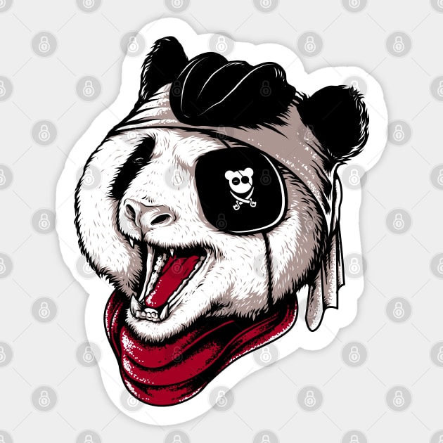 Panda Pirate Sticker by quilimo